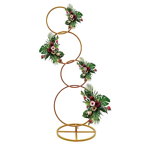 Runde Hochzeit Ballonbogen Hintergrund Stand aus Eisen, Metall Ballon Halter Ballon Girlande Kit mit Basis, Abnehmbar Kreise Ballon Backdrop Stand Ballon Säule für Geburtstag, Hochzeit (Gold) von MooBeey