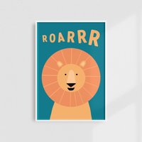 Löwe Druck, Roar Print, Scandi Kinderzimmer Name Prints, Custom Kids Animal Poster von MooMooPeach