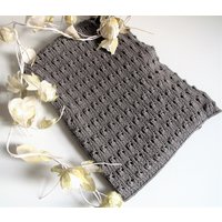 Handgestrickte Baumwolle Grau Baby Decke - Versandfertig Handgestrickte Baumwolle Grau Baby Decke - Versandfertig von MooMush