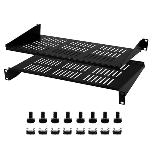 Moocci 48,3 cm (19 Zoll) 1U Server-Rack-Regal, 2 Stück – Universelles belüftetes Netzwerk-Rack-Regal für Server-Rack und Schrank – Rackmount-Regal, freitragende Ablage für kleine leichte Geräte von Moocci