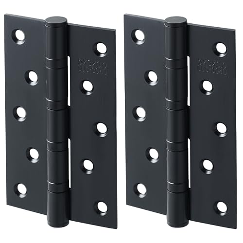 Mooche 2 Stück Türscharniere - 12.5cm Schwarz Edelstahl Klappbare Scharniere, Klavierband mit Geboht von Mooche