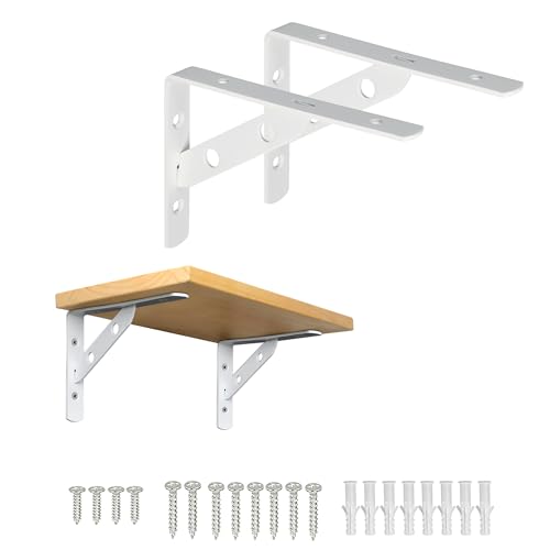 Mooche 2er Set Dreieckige Regalwinkel (150 x 110 x 20 mm, weiß) - Schwerlastkonsole für Regalträger, Wandregale & Regalkonsolen von Mooche
