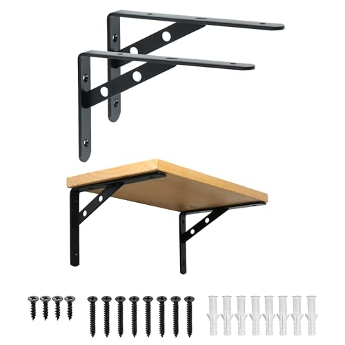 Mooche 2er Set Dreieckige Regalwinkel (200 x 140 x 25 mm, schwarz) - Schwerlastkonsole für Regalträger, Wandregale & Regalkonsolen von Mooche