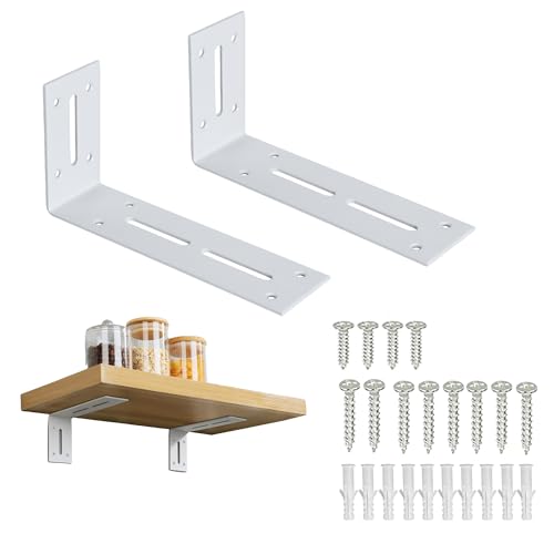 Mooche 2er Set L-Winkel Regalhalterungen (180 x 90 x 50 mm, weiß) - Stabile Metallwinkel für Wandregale, Regalträger & Regalkonsolen von Mooche