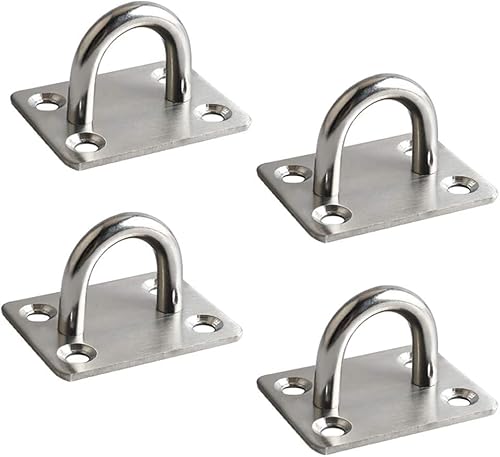 Mooche 4 Stück 304 Edelstahl Deckenhaken, 4.5cm Heavy Duty U Form Klammerring Augplatten Mastplatte Decksplatte Aufhängung mit geboht von Mooche