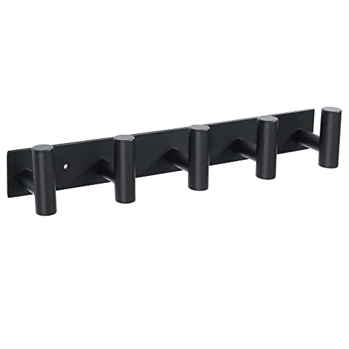 Mooche Garderobenleiste mit 5 Haken 36cm - Kleiderhaken 304 Edelstahl Hakenleiste für Flur Schlafzimmer und Badezimmer, 2 Befestigungsmöglichkeiten - Kleben oder gebohrt, Schwarz Mooche Garderobenleiste mit 5 Haken 36cm - Kleiderhaken 304 Edelstahl Hakenleiste für Flur Schlafzimmer und Badezimmer, 2 Befestigungsmöglichkeiten - Kleben oder gebohrt, Schwarz von Mooche