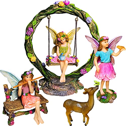 Mood Lab Feengarten-Set – Schaukel-Set mit 6 Miniatur-Figuren und Zubehör, handbemalt für Außen- oder Hausdekoration Mood Lab Feengarten-Set – Schaukel-Set mit 6 Miniatur-Figuren und Zubehör, handbemalt für Außen- oder Hausdekoration von Mood Lab