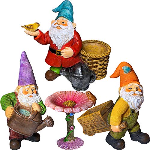 Mood Lab Miniatur-Gartenzwerge, Set mit 4 Stück, 8,9 cm Höhe, Gartenzwerg-Figuren und Zubehör-Set – Outdoor- oder Hausdekoration Mood Lab Miniatur-Gartenzwerge, Set mit 4 Stück, 8,9 cm Höhe, Gartenzwerg-Figuren und Zubehör-Set – Outdoor- oder Hausdekoration von Mood Lab