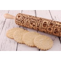 Frohe Ostern Gravierte Teigrolle Aus Holz Handgefertigt - Osterplätzchen, Familienbacken, Hasen- Und Eiermuster Festliches Geschenk Frohe Ostern Gravierte Teigrolle Aus Holz Handgefertigt - Osterplätzchen, Familienbacken, Hasen- Und Eiermuster Festliches Geschenk von MoodForWood