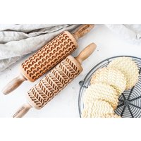 Mini Embossing Rolling Pins Set Knit & Nature Patterned Cookie Rollers von MoodForWood