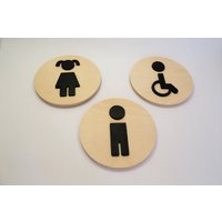 Badezimmerschild Wc Schild Wc Toilettenschild Holz Türschild Badezimmer Deko Türdeko von Mooddecoshop