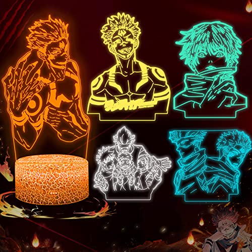 5 in 1 Gifts Set Japanese Anime Figur 16 Farbwechsel 3D Nachtlicht Kinder, Anime Merch Weihnachten Geburtstagsgeschenk für Kinder Jungen Mädchen von Moodlamp