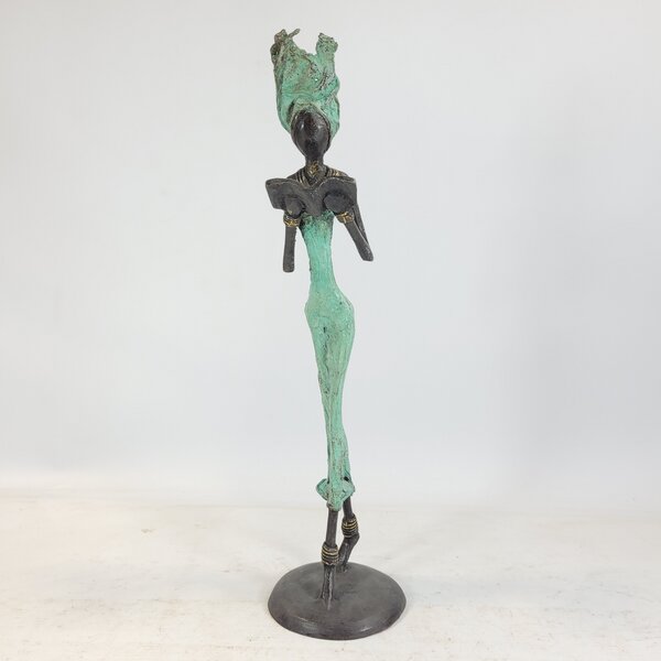 Moogoo Creative Africa Bronze-Skulptur "Femme avec livre" by Issouf | 15/25/35cm | Unikate von Moogoo Creative Africa