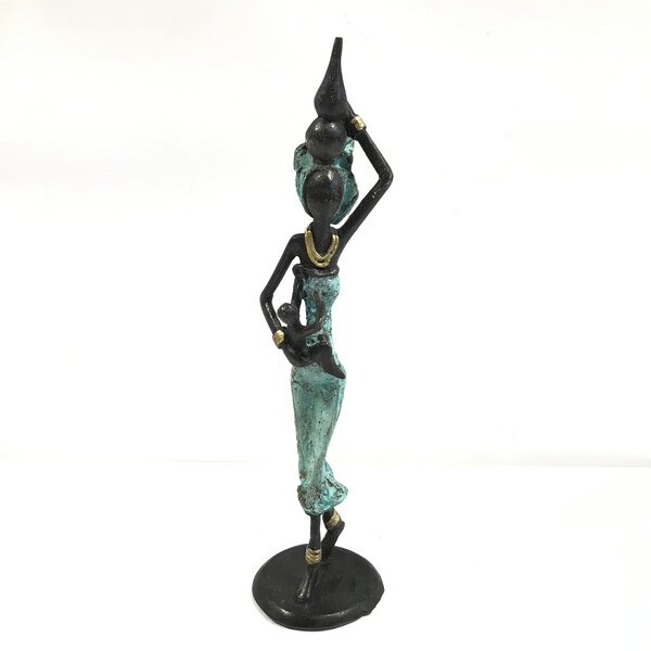 Moogoo Creative Africa Bronze-Skulptur "Frau mit Kind und Krug" by Issouf | 25 cm | Unikat | versch. Farben von Moogoo Creative Africa