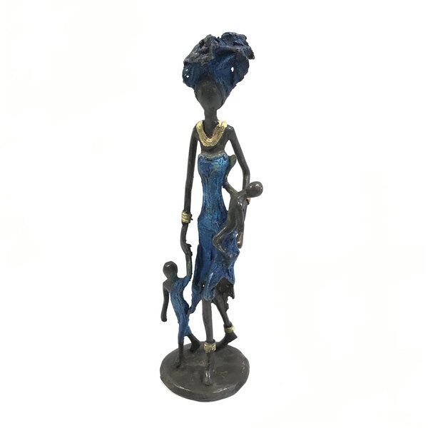 Moogoo Creative Africa Bronze-Skulptur "Frau mit Kindern II" by Issouf | 25 cm | Unikat | versch. Farben von Moogoo Creative Africa