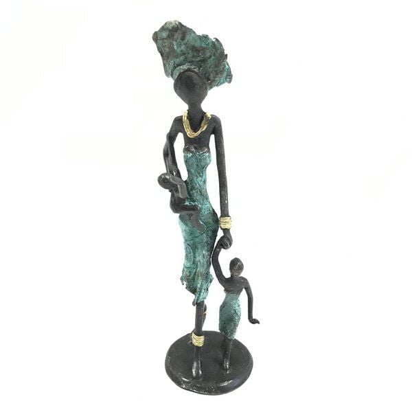 Moogoo Creative Africa Bronze-Skulptur "Frau mit Kindern II" by Issouf | 25 cm | Unikat | versch. Farben von Moogoo Creative Africa