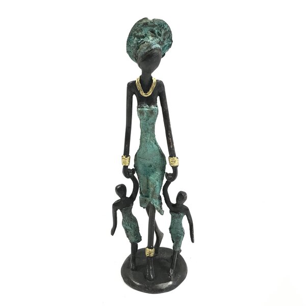 Moogoo Creative Africa Bronze-Skulptur "Frau mit Kindern" by Issouf | 25 cm | Unikat | versch. Farben von Moogoo Creative Africa
