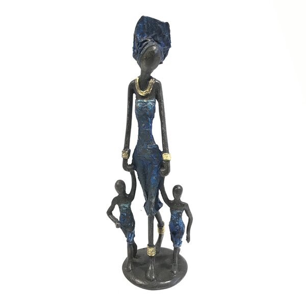 Moogoo Creative Africa Bronze-Skulptur "Frau mit Kindern" by Issouf | 25 cm | Unikat | versch. Farben von Moogoo Creative Africa