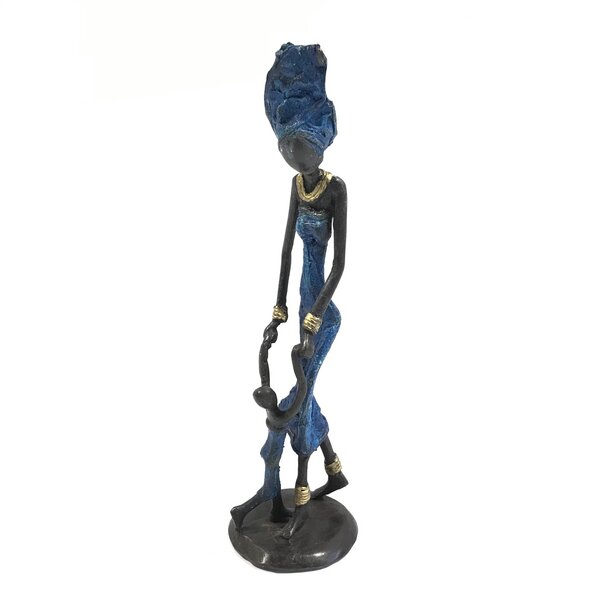Moogoo Creative Africa Bronze-Skulptur "Laufen lernen - Frau mit Kind " by Issouf | 25 cm | Unikat | versch. Farben von Moogoo Creative Africa