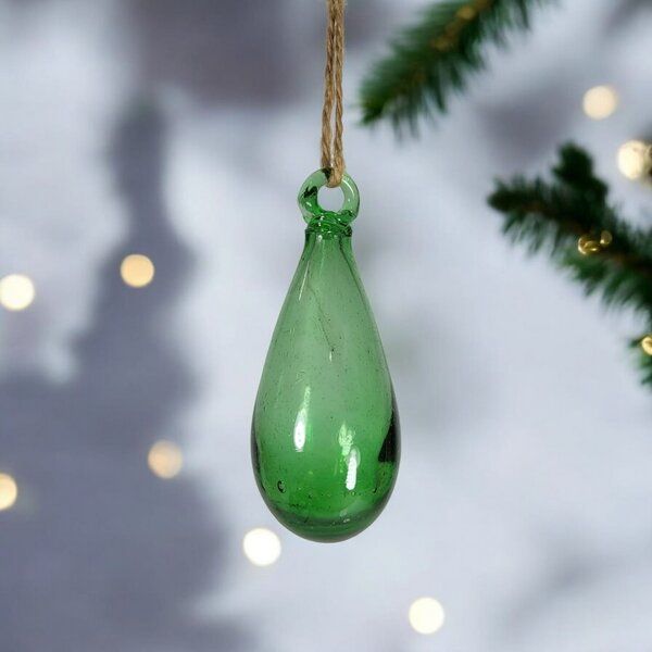 Moogoo Creative Africa Mundgeblasene Weihnachtskugel "Tropfen" | Green | handgemacht in Palästina | Fair Trade for Peace von Moogoo Creative Africa