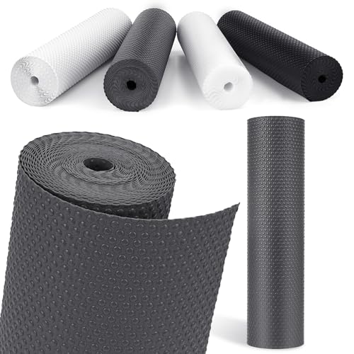 MooiFun Schubladenmatte, Nicht Klebende Küchenschubladenmatten, Antirutschmatte Wasserdichtem Matte Kühlschrankauskleidungen (Grau/40cm x 610cm) von MooiFun