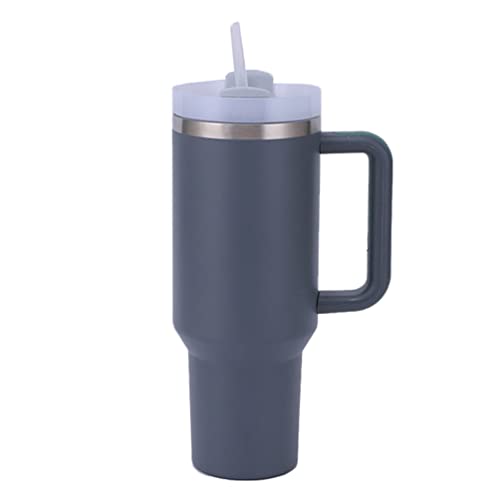 Moollyfox 40 oz Doppelwandiger Edelstahl Vakuum Isolierbecher mit Griff Upgrade Kaffeetasse 1200 ml Becher Tragbare Reisebecher Autobecher Thermobecher mit Strohhalm und Deckel Dunkelgrau von Moollyfox