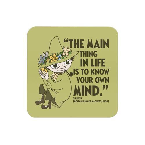 Moomin Untersetzer aus Holz mit Snufkin-Zitat "Know Your Own Mind Moominsummer Madness" von Moomin