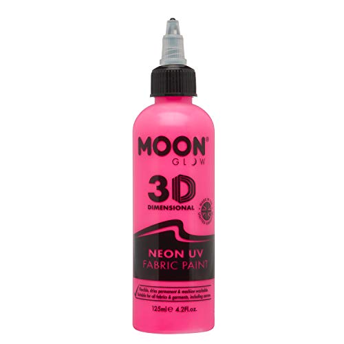 Moon Glow, Neon-UV-3D-Stofffarbe, Textilfarbe für Kleidung, T-Shirts, Taschen, Schuhe und Leinwand (Intensivrosa, 125 ml (1er-Pack)) von Moon Glow