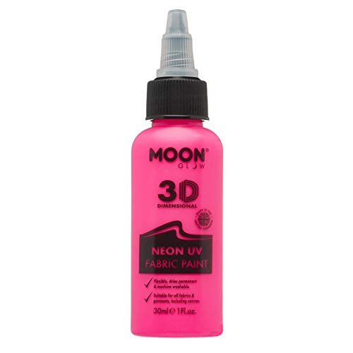 Moon Glow, Neon-UV-3D-Stofffarbe, Textilfarbe für Kleidung, T-Shirts, Taschen, Schuhe und Leinwand (Intensivrosa, 30 ml (1er-Pack)) von Moon Glow