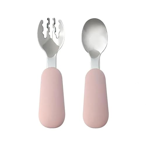 Moon Snow Baby Kleinkind Besteck Set Edelstahl Silikon Gabel & Löffel Set für Kinder Ergonomisches + sicherheitszentriertes Design Geeignet für 6M+ BPA- & PVC-frei Dusty Pink Moon Snow Baby Kleinkind Besteck Set Edelstahl Silikon Gabel & Löffel Set für Kinder Ergonomisches + sicherheitszentriertes Design Geeignet für 6M+ BPA- & PVC-frei Dusty Pink von Moon Snow