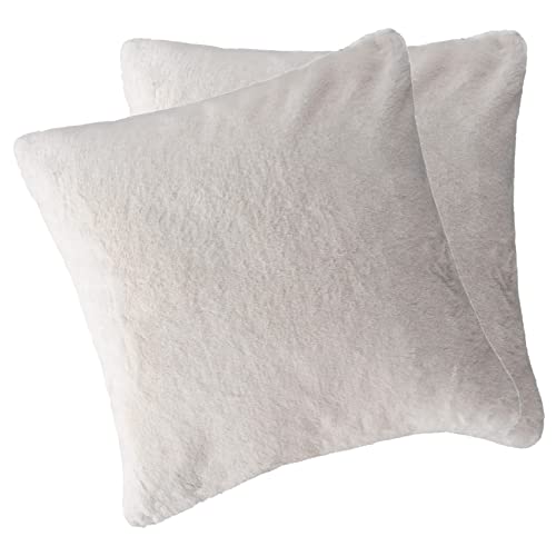 Moon - 2er Pack Kissenhüllen mit Hasenfelloptik - 45x45 cm - 500 g/m² -Kissenbezug Sable in super Soft - (Creme) von Moon