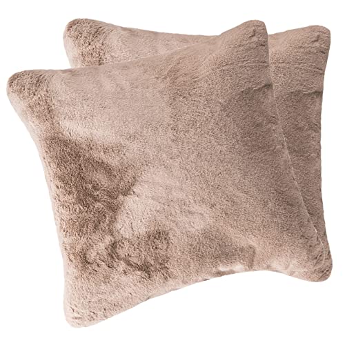 Moon - 2er Pack Kissenhüllen mit Hasenfelloptik - 45x45 cm - 500 g/m² -Kissenbezug Sable in super Soft - (Taupe) von Moon