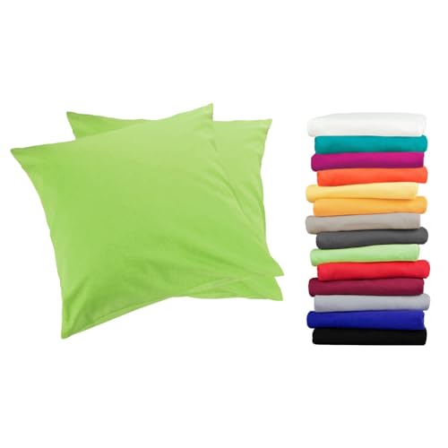Moon 2er Pack Luxury Linon Kissenbezug 100% Baumwolle-apfelgrün-40x40 von Moon