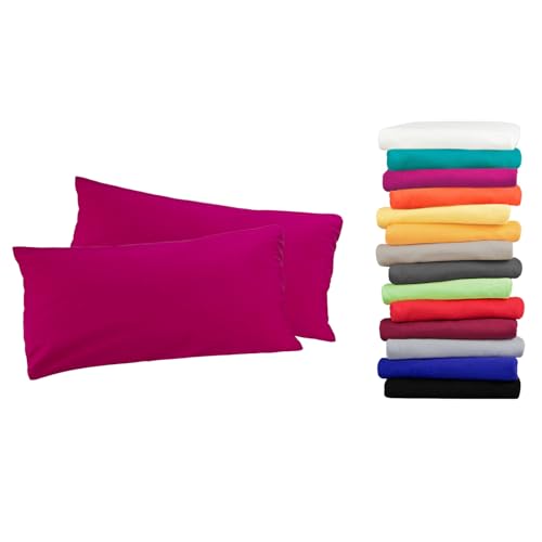 2er Pack MOON-Luxury Linon Kissenbezug 100% Baumwolle-pink-40x80 von Moon