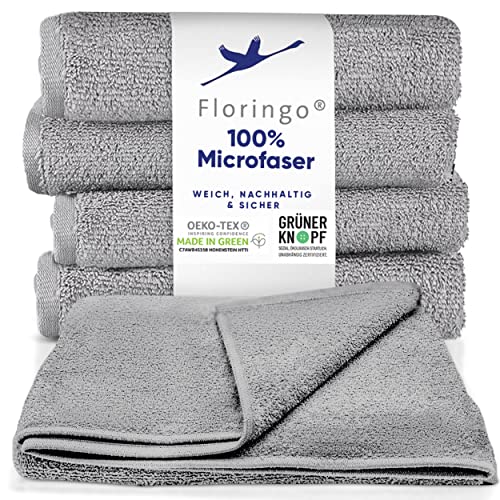 Moon 5er Pack Microfaser, Friseur, Handtücher, Salonhandtücher, ca. 70x130 cm von Floringo mit saugstarker Oberfläche (grau) von Moon