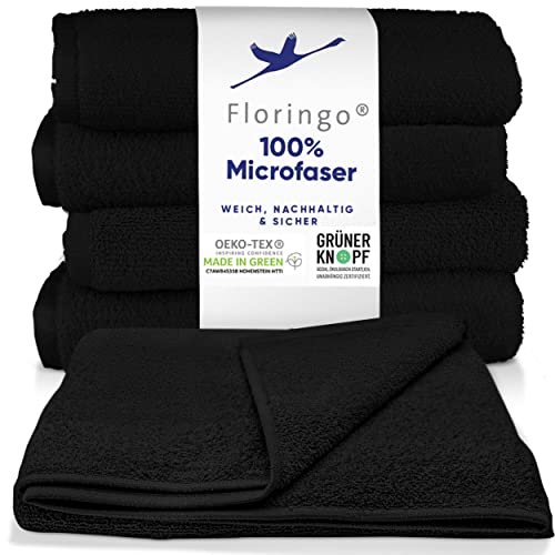 Moon 5er Pack Microfaser, Friseur, Handtücher, Salonhandtücher, ca. 70x130 cm von Floringo mit saugstarker Oberfläche (schwarz) von Moon