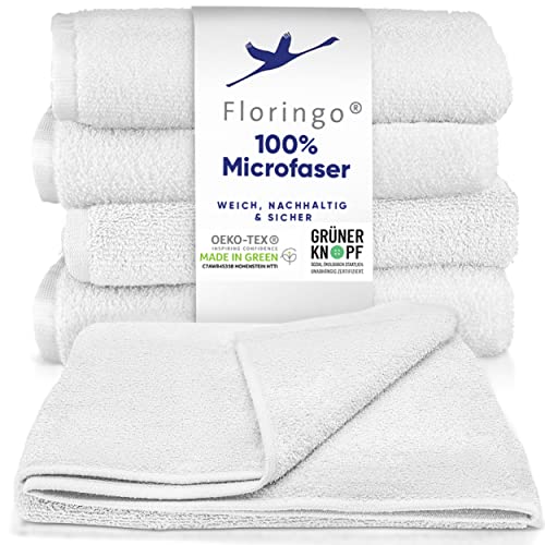 Moon 5er Pack Microfaser, Friseur, Handtücher, Salonhandtücher, ca. 70x130 cm von Floringo mit saugstarker Oberfläche (weiß) von Moon