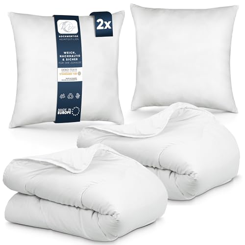 Moon 2er Pack Bettenset Ganzjahresdecke Steppbettdecke 135 x 200 cm Set inkl. Kopfkissen 80 x 80 cm 100% Polyester von Moon