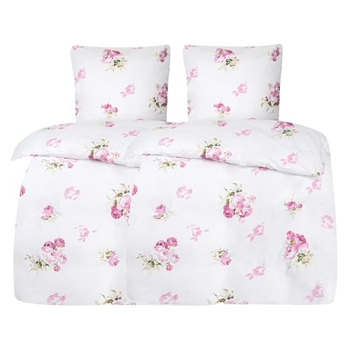 Moon 2er Pack Rosemarie Bettwäsche Set 155x220 / 80x80 cm -Elegantes florales Muster, 100% Baumwolle, Premiumqualität mit Reißverschluss Moon 2er Pack Rosemarie Bettwäsche Set 155x220 / 80x80 cm -Elegantes florales Muster, 100% Baumwolle, Premiumqualität mit Reißverschluss von MOON