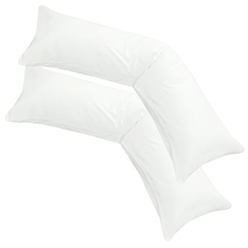 2er-Set Jersey Qualitäts Kissenbezug Kissenhülle für Seitenschläferkissen 100% Baumwolle mit Reißverschluss in 18 Farben (weiß, 40x200 cm) von PremiumShop321
