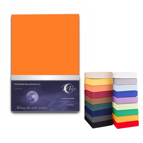 Boxspringbett Spannbetttuch Spannbettlaken 190g/m² 180x200-200x220 Line Silver 50cm Steg-orange von Moon