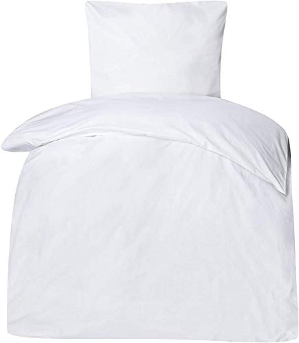 Moon - Hotelbettwäsche Linon aus 100% Baumwolle - Bettwäsche ca. 155x220 / 80x80 cm - mit Hotelverschluss - 95° (weiß) von Moon