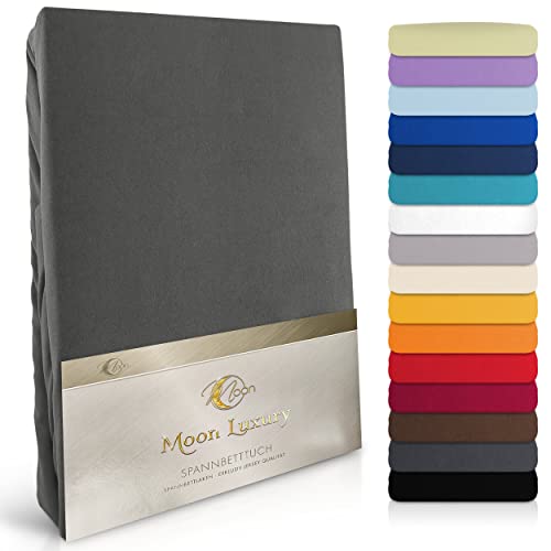 MOON-Luxury Spannbettlaken Spannbetttuch Jersey Stretch 230g/m² für Wasserbetten, Boxspringbetten und herkömmliche Matratzen (anthrazit, 140x200-160x220) von Moon