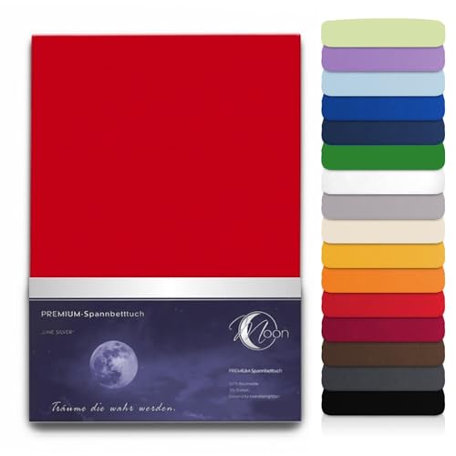 Premium Spannbetttuch Spannbettlaken MOON für Wasserbett und Matratzen Line Silver 180x200-200x220-rot von Moon