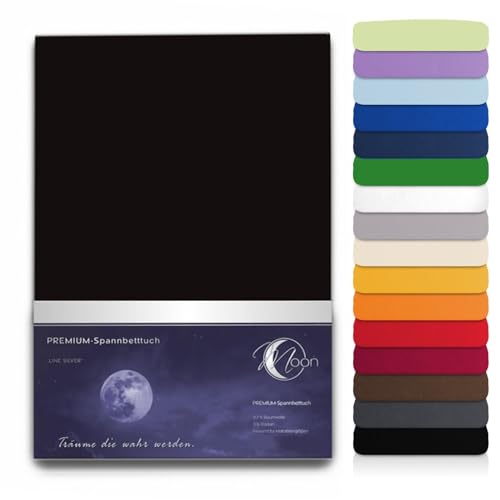 Premium Spannbetttuch Spannbettlaken MOON für Wasserbett und Matratzen Line Silver 180x200-200x220-schwarz von Moon