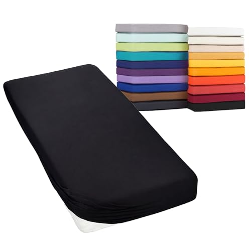 Moon Spannbetttuch Spannbettlaken auch für`s Wasserbett 160g/m² Jersey Line green-schwarz-180x200-200x220 von Moon