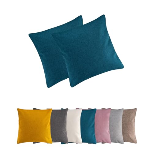 Moon - 2er Pack Kissenbezug in Leinenoptik - Kissenhülle in 60x60 cm - Serie Sunday - Petrol Moon - 2er Pack Kissenbezug in Leinenoptik - Kissenhülle in 60x60 cm - Serie Sunday - Petrol von Moon