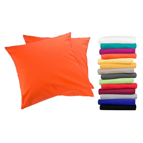 Moon 2er Pack Luxury Linon Kissenbezug 100% Baumwolle-orange-50x50 von Moon