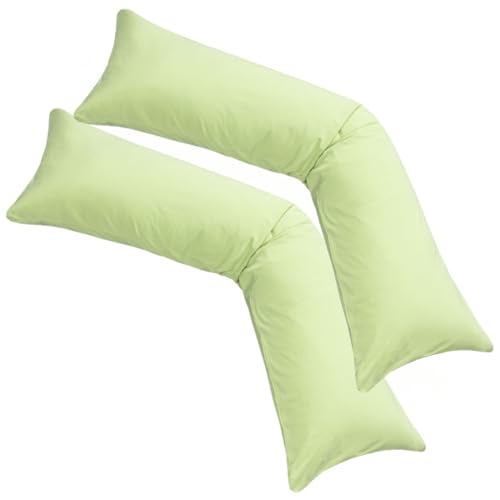 Moon 2er Pack Seitenschläferkissen Bezug Jersey Kissenbezug Kiwi 40x200 von Moon