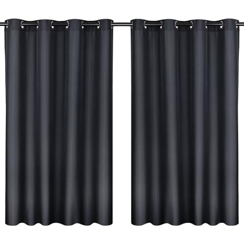Moon 2er Pack Vorhang Ocean 70% Blickdicht, Ösenvorhang, Höhe 245 cm - Breite 140, verdunkelnd mit 8 Ösen (anthrazit) von Moon